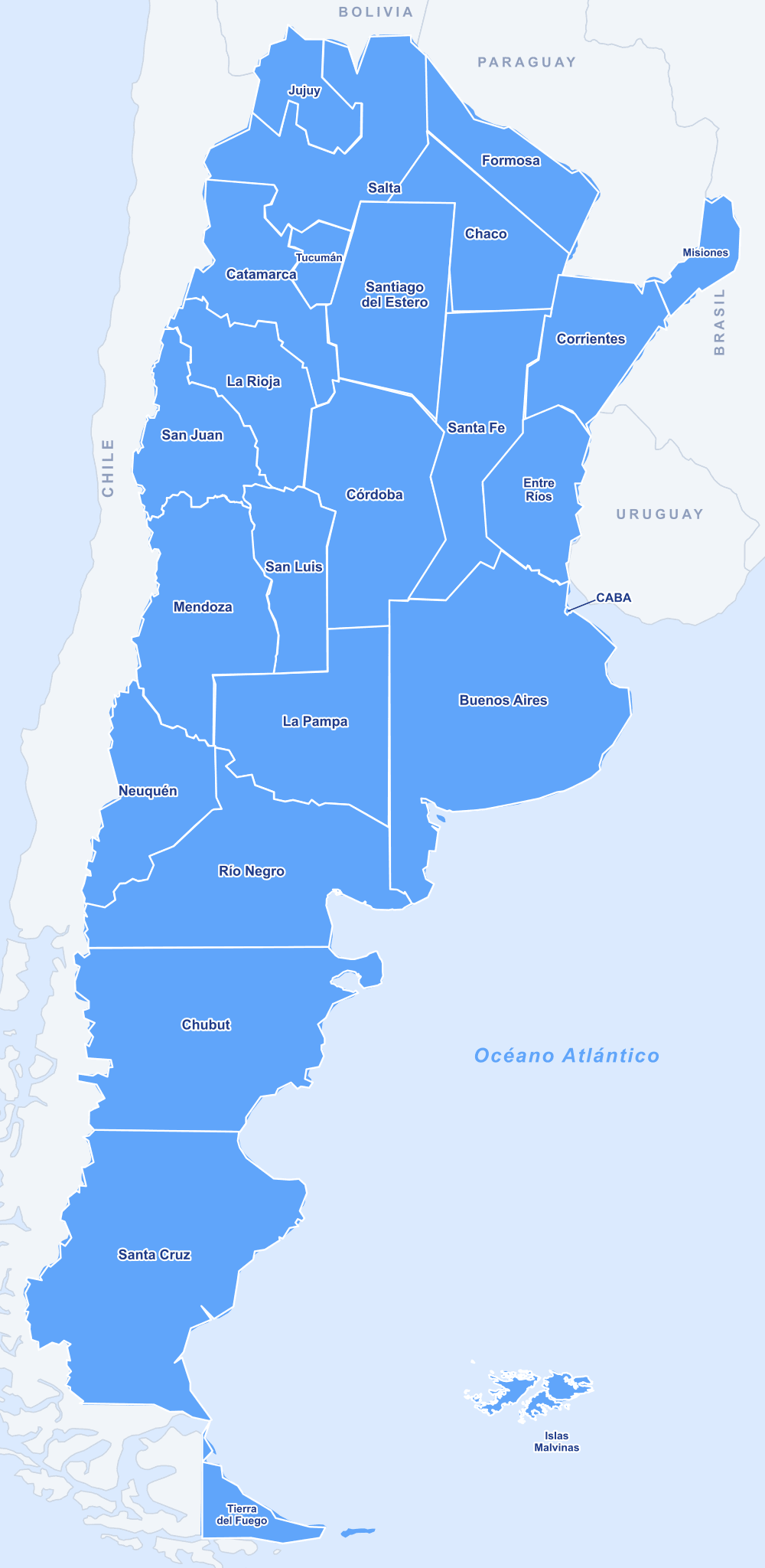 Mapa de Argentina por provincias